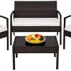 TecTake Salon de Jardin Table de Jardin en resine tressee chaises Salon d'exterieur Poly rotin - diverses Couleurs au Choix - (Noir-Marron)