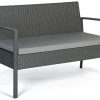 41M6A5taaeL._AC_.jpg IDMarket - Salon de Jardin Bas Porto en résine tressée 4 Places Gris