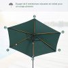 Outsunny Parasol inclinable de Jardin Balcon terrasse manivelle Toile Polyester imperméabilisée Haute densité 180 g/m² Ø2,7 x 2,35H m alu Vert