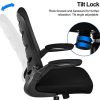 41Q0np9oUoL._AC_.jpg COMHOMA Chaise de Bureau Fauteuil Pivotant avec Siège Ergonomique Accoudoirs Pliables et Réglable en Hauteur (Noir)