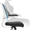 41RiNYVzgL._AC_.jpg SONGMICS Fauteuil de bureau avec accoudoir rabattable, Chaise de bureau en toile, Siège, pivotant à 360°, support lombaire réglable, gain de place, Blanc et Noir OBN37WT