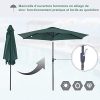 Outsunny Parasol inclinable de Jardin Balcon terrasse manivelle Toile Polyester imperméabilisée Haute densité 180 g/m² Ø2,7 x 2,35H m alu Vert