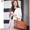 Kattee Sac à main en cuir véritable pour femme avec poignées supérieures