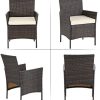 41ZmHF-CJLL._AC_.jpg SONGMICS Salon de Jardin extérieur, Ensemble de 4 Meubles Surface tressée, avec 2 chaises, 1 canapé, 1 Table en Verre trempé, 3 Coussins avec Housses Amovibles, Marron et Beige GGF002K02
