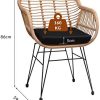 41aGWJeAAPL._AC_.jpg Casaria Lot de 2 chaises en Osier Bambou/polyrotin Max. 120kg Fauteuil de Jardin Vintage