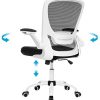 41dQ8hEOsZL._AC_.jpg SONGMICS Fauteuil de bureau avec accoudoir rabattable, Chaise de bureau en toile, Siège, pivotant à 360°, support lombaire réglable, gain de place, Blanc et Noir OBN37WT