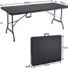 Table de Jardin Pliable Pliante Plastique polyrotin Noire 180cm Poignée de Transport Facile à Nettoyer Compacte Buffet Jardin Camping fête de Jardin