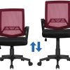 41j69zGpLYL._AC_.jpg Yaheetech Chaise de Bureau Ergonomique Maille Fauteuil Ordinateur Inclinable à roulettes Pivotante avec Accoudoir Dossier 125kg Vin Rouge