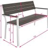 TecTake 800796 Banc de Jardin Extérieur Banquette Meuble en Polywood Cadre en Aluminium 2 Places env. 128 x 59 x 88 cm - Diverses Couleurs (Gris Clair/Blanc)