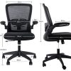 Aiidoits Chaise de Bureau Ergonomique avec Accoudoirs Pliables, Fauteuil Pivotant en Maille à roulettes Silencieuses, Hauteur Réglable, Soutien Lombaire Ajustable, Dossier Inclinable, Confortable