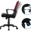 41vdw2oN6JL._AC_.jpg Yaheetech Chaise de Bureau Ergonomique Maille Fauteuil Ordinateur Inclinable à roulettes Pivotante avec Accoudoir Dossier 125kg Vin Rouge