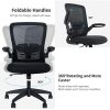 Aiidoits Chaise de Bureau Ergonomique avec Accoudoirs Pliables, Fauteuil Pivotant en Maille à roulettes Silencieuses, Hauteur Réglable, Soutien Lombaire Ajustable, Dossier Inclinable, Confortable