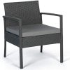 41xV1j-06ML._AC_.jpg IDMarket - Salon de Jardin Bas Porto en résine tressée 4 Places Gris