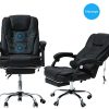 Z ZELUS Fauteuil de Bureau avec Hauteur Réglable, Chaise de Bureau de Massage pour Ordinateur Table avec Repose-Pieds, USB Charge Fauteil Ergonomique en PU (avec Repose-Pieds)