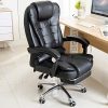 Z ZELUS Fauteuil de Bureau avec Hauteur Réglable, Chaise de Bureau de Massage pour Ordinateur Table avec Repose-Pieds, USB Charge Fauteil Ergonomique en PU (avec Repose-Pieds)