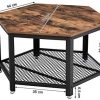 51rYWd9oJL._AC_.jpg VASAGLE Table Basse Vintage, Table d’appoint, Table de Salon, Armature métallique Stable, Étagère de Rangement en Treillis, Hexagonal, Aspect Bois LCT16X