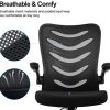 51ro4x7QlL._AC_.jpg COMHOMA Chaise de Bureau Fauteuil Pivotant avec Siège Ergonomique Accoudoirs Pliables et Réglable en Hauteur (Noir)