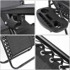 Femor Lot de 2 Transat Pliable avec Table d'appoint, Chaise Longue Pliante avec Porte-gobelet et Coussin de Tête Téglable, Ergonomique et Respirante, Structure en Acier, Noir