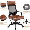 512m4t6DRQL._AC_.jpg Yaheetech Chaise Bureau Dossier en Maille Assise et Appui-tête en PU Rembourré Confortable Fauteuil Bureau Ergonomique Inclinable Pivotant Hauteur Réglable Capacité 120kg Couleur Marron