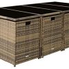TecTake 800823 Salon de Jardin en Résine Tressée 12 Places Housse de Protection 8 Fauteuils 4 Tabourets 1 Table – Diverses Couleurs (Marron Naturel)