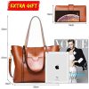 BestoU Sac a Main Femmes PU Cuir Sac à Bandoulière D'épaule Fourre-Tout Portefeuille Sac 2pcs (Marron)