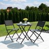 518x-yzeayL._AC_.jpg TecTake Set de Balcon ou Jardin, Salon de Jardin, 1 Table et 2 Chaises de Jardin Pliants, Noir