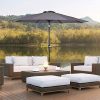 51AhOIAtGNL._AC_.jpg Outsunny Parasol en Aluminium Rond Polyester 180g/m² manivelle inclinable Ø 3 x 2,45 m Gris