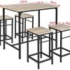 51Dv0Y9awFL._AC_.jpg SoBuy OGT11-N Set de 1 Table + 4 Tabourets Ensemble Table de Bar Bistrot + 4 Tabourets avec Repose-pieds Table Haute Cuisine