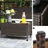 51E5npeP9cL._AC_.jpg SONGMICS Salon de Jardin extérieur, Ensemble de 4 Meubles Surface tressée, avec 2 chaises, 1 canapé, 1 Table en Verre trempé, 3 Coussins avec Housses Amovibles, Marron et Beige GGF002K02