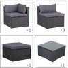 51FKvjf0YIL._AC_.jpg Casaria Salon de Jardin Noir polyrotin 16 pièces Lounge Ensemble Jardin Set Table canapé de Jardin modulable Coussins Anthracite Housses