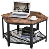 51HvOQPFqL._AC_.jpg VASAGLE Table Basse Vintage, Table d’appoint, Table de Salon, Armature métallique Stable, Étagère de Rangement en Treillis, Hexagonal, Aspect Bois LCT16X
