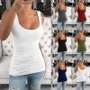 ORANDESIGNE Débardeur Femme Sexy Dentelle sans Manches Col V Profond Tank Top Haut Moulante Dentelle Chic Tops Tee-Shirt Mode Casual