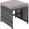 51b29r739rL._AC_.jpg TecTake 800821 Salon de Jardin en Résine Tressée 10 Places Housse de Protection 6 Fauteuils 4 Tabourets 1 Table – Diverses Couleurs (Gris)