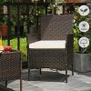 51jutxNwgoL._AC_.jpg SONGMICS Salon de Jardin extérieur, Ensemble de 4 Meubles Surface tressée, avec 2 chaises, 1 canapé, 1 Table en Verre trempé, 3 Coussins avec Housses Amovibles, Marron et Beige GGF002K02