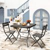 51lR1q69oAL._AC_.jpg Femor Salon de Jardin Exterieur 2 Personnes, 2 Chaises & 1 Table Basse Pliante, Set de Balcon, Ensemble de Meuble de Jardin Pliable, HDPE, pour Jardin, Balcon, Terrasse, Cour (Grain de Bois Noir)