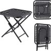 Femor Lot de 2 Transat Pliable avec Table d'appoint, Chaise Longue Pliante avec Porte-gobelet et Coussin de Tête Téglable, Ergonomique et Respirante, Structure en Acier, Noir
