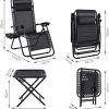 Femor Lot de 2 Transat Pliable avec Table d'appoint, Chaise Longue Pliante avec Porte-gobelet et Coussin de Tête Téglable, Ergonomique et Respirante, Structure en Acier, Noir