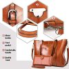 BestoU Sac a Main Femmes PU Cuir Sac à Bandoulière D'épaule Fourre-Tout Portefeuille Sac 2pcs (Marron)