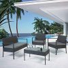 51rymtxzpwL._AC_.jpg IDMarket - Salon de Jardin Bas Porto en résine tressée 4 Places Gris