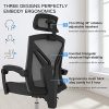 51z8ONVkdGL._AC_.jpg Hbada Chaise de Bureau en Maille Respirante, Fauteuil d'Ordinateur Ergonomique, Siège Pivotant avec Dossier Inclinable à 155°, Rotation à 360°, Noir (sans Repose-Pied)
