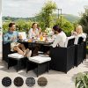 51zJHuGx1EL._AC_.jpg TecTake 800821 Salon de Jardin en Résine Tressée 10 Places Housse de Protection 6 Fauteuils 4 Tabourets 1 Table – Diverses Couleurs (Gris)