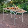 611ztWEOJHL._AC_.jpg Outsunny Table Pliante Table de Camping Table de Jardin avec rallonge Hauteur réglable Aluminium MDF Imitation Bambou