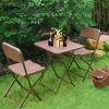 Femor Salon de Jardin Exterieur 2 Personnes, 2 Chaises & 1 Table Basse Pliante, Set de Balcon, Ensemble de Meuble de Jardin Pliable, HDPE, pour Jardin, Balcon, Terrasse, Cour (Aspect Rotin Marron)