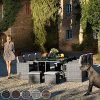 TecTake 800823 Salon de Jardin en Résine Tressée 12 Places Housse de Protection 8 Fauteuils 4 Tabourets 1 Table – Diverses Couleurs (Marron Naturel)