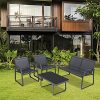 61J7BRBTx1L._AC_.jpg Sigtua, Salon de Jardin, Ensemble Meuble de Jardin, 1 Canapé, 2 Chaises et 1 Table de Base Imperméable en Acier Gris Foncé, Ensemble de Meuble pour Terrase, Balcon de 4 Siège
