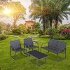 61S3xWg2bNL._AC_.jpg Sigtua, Salon de Jardin, Ensemble Meuble de Jardin, 1 Canapé, 2 Chaises et 1 Table de Base Imperméable en Acier Gris Foncé, Ensemble de Meuble pour Terrase, Balcon de 4 Siège