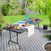 Table de Jardin Pliable Pliante Plastique polyrotin Noire 180cm Poignée de Transport Facile à Nettoyer Compacte Buffet Jardin Camping fête de Jardin