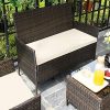 61y0qPJNWXL._AC_.jpg SONGMICS Salon de Jardin extérieur, Ensemble de 4 Meubles Surface tressée, avec 2 chaises, 1 canapé, 1 Table en Verre trempé, 3 Coussins avec Housses Amovibles, Marron et Beige GGF002K02