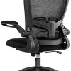 Aiidoits Chaise de Bureau Ergonomique avec Accoudoirs Pliables, Fauteuil Pivotant en Maille à roulettes Silencieuses, Hauteur Réglable, Soutien Lombaire Ajustable, Dossier Inclinable, Confortable