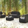 Bestmobilier - Rio - Salon Bas de Jardin 4 Places Bestmobilier - Rio - Salon Bas de Jardin 4 Places - en résine tressée injectée - Noir avec Coussins Gris